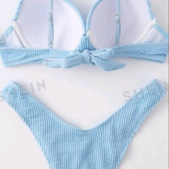Light Blue Ribbed Bikini Set - Picture 4 of 6